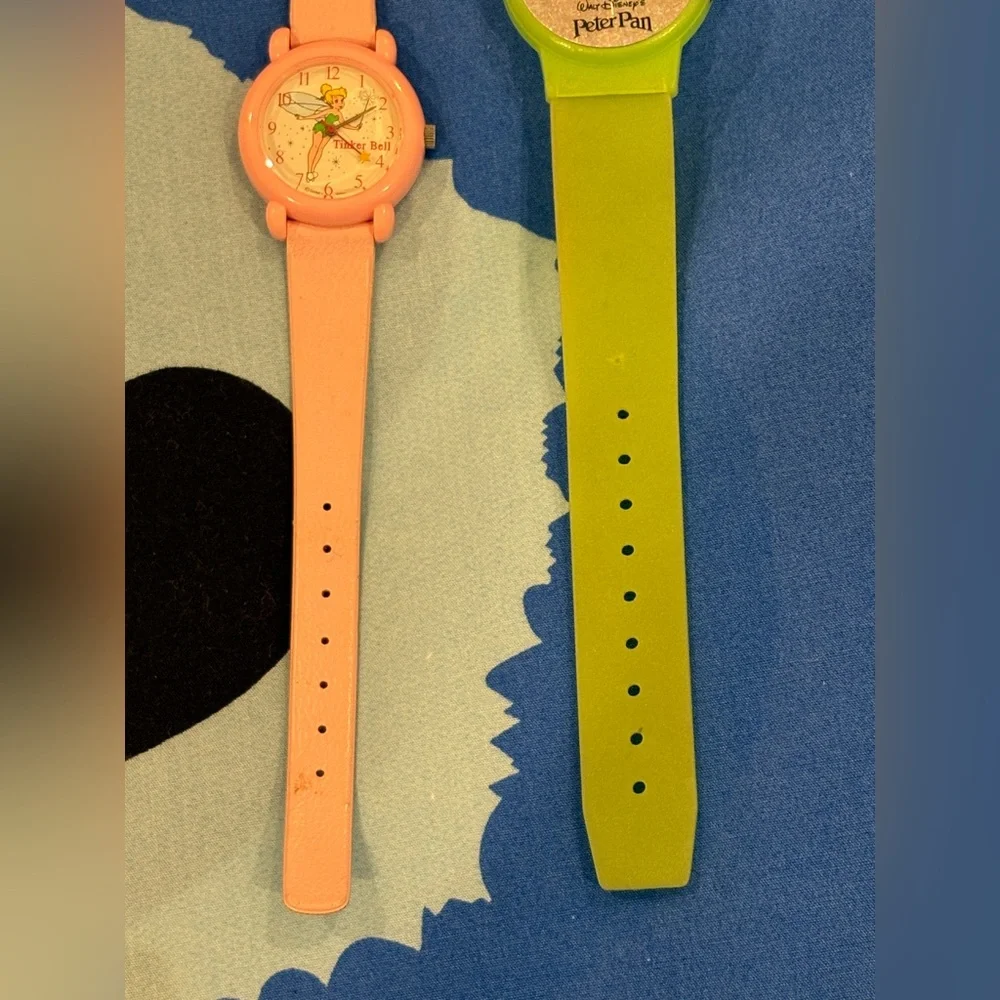 Lot of 2 Vintage Disney Tinkerbell Watches Pink and Green
